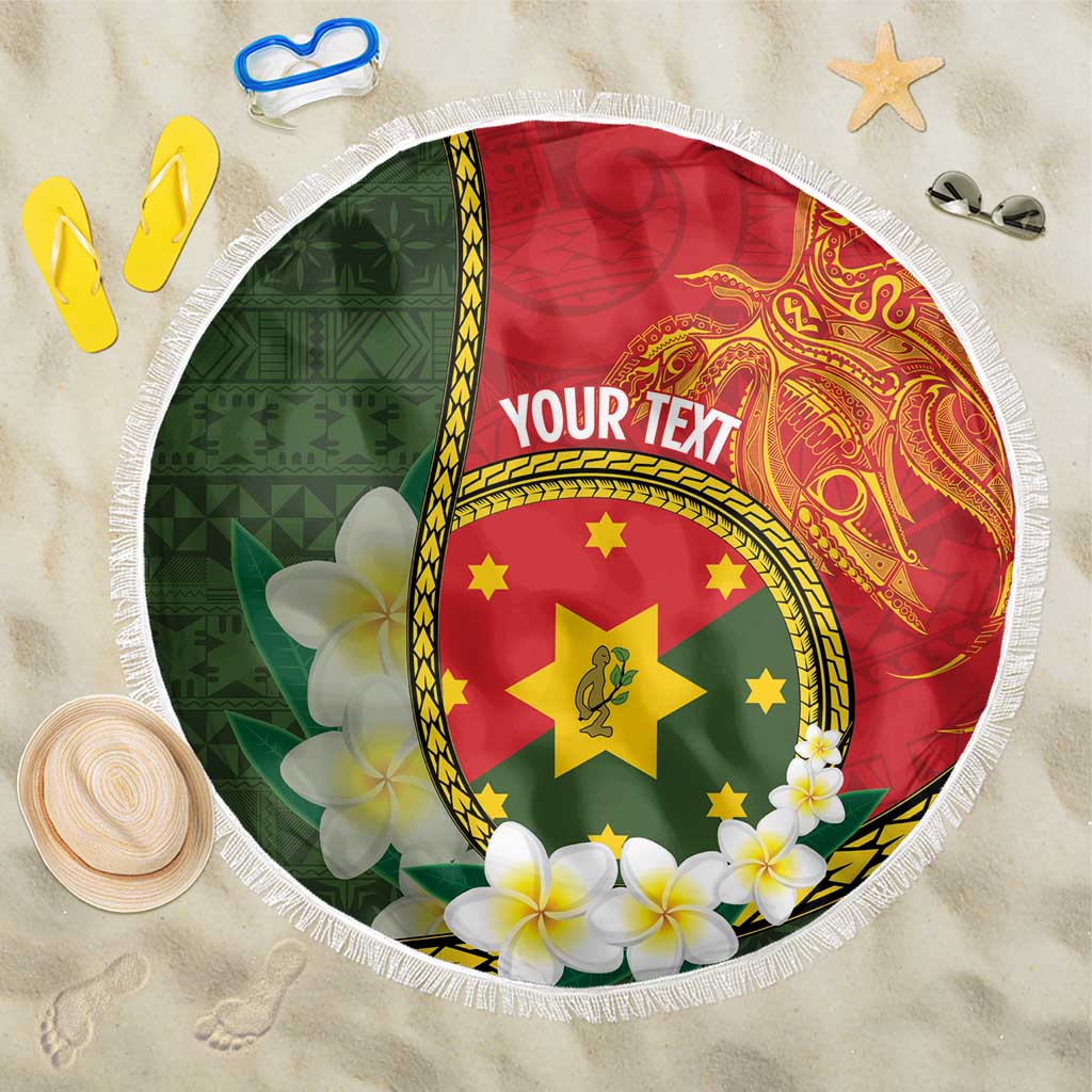 Personalised PNG Isten Hailans Provins Beach Blanket Papua New Guinea Plumeria Melanesian Pattern LT14 One Size 150cm Green - Polynesian Pride