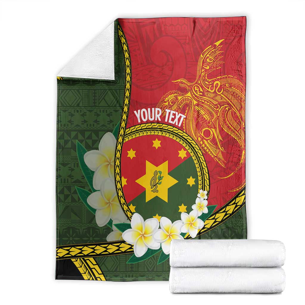 Personalised PNG Isten Hailans Provins Blanket Papua New Guinea Plumeria Melanesian Pattern - Polynesian Pride