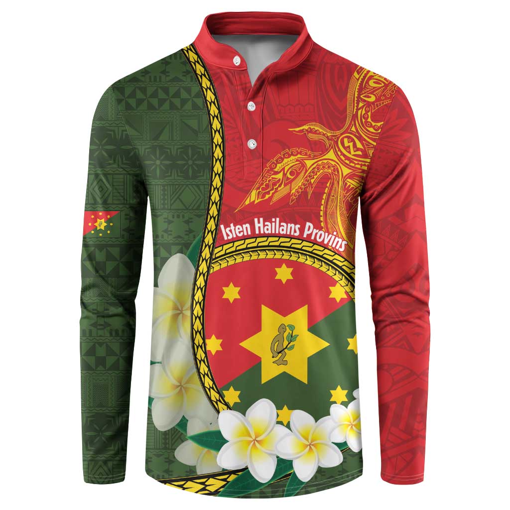 Personalised PNG Isten Hailans Provins Button Sweatshirt Papua New Guinea Plumeria Melanesian Pattern LT14 Green - Polynesian Pride