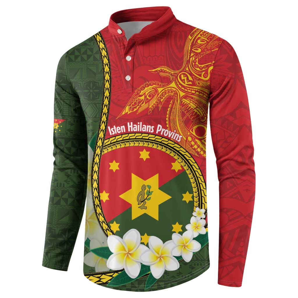 Personalised PNG Isten Hailans Provins Button Sweatshirt Papua New Guinea Plumeria Melanesian Pattern LT14 - Polynesian Pride