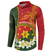 Personalised PNG Isten Hailans Provins Button Sweatshirt Papua New Guinea Plumeria Melanesian Pattern LT14 - Polynesian Pride