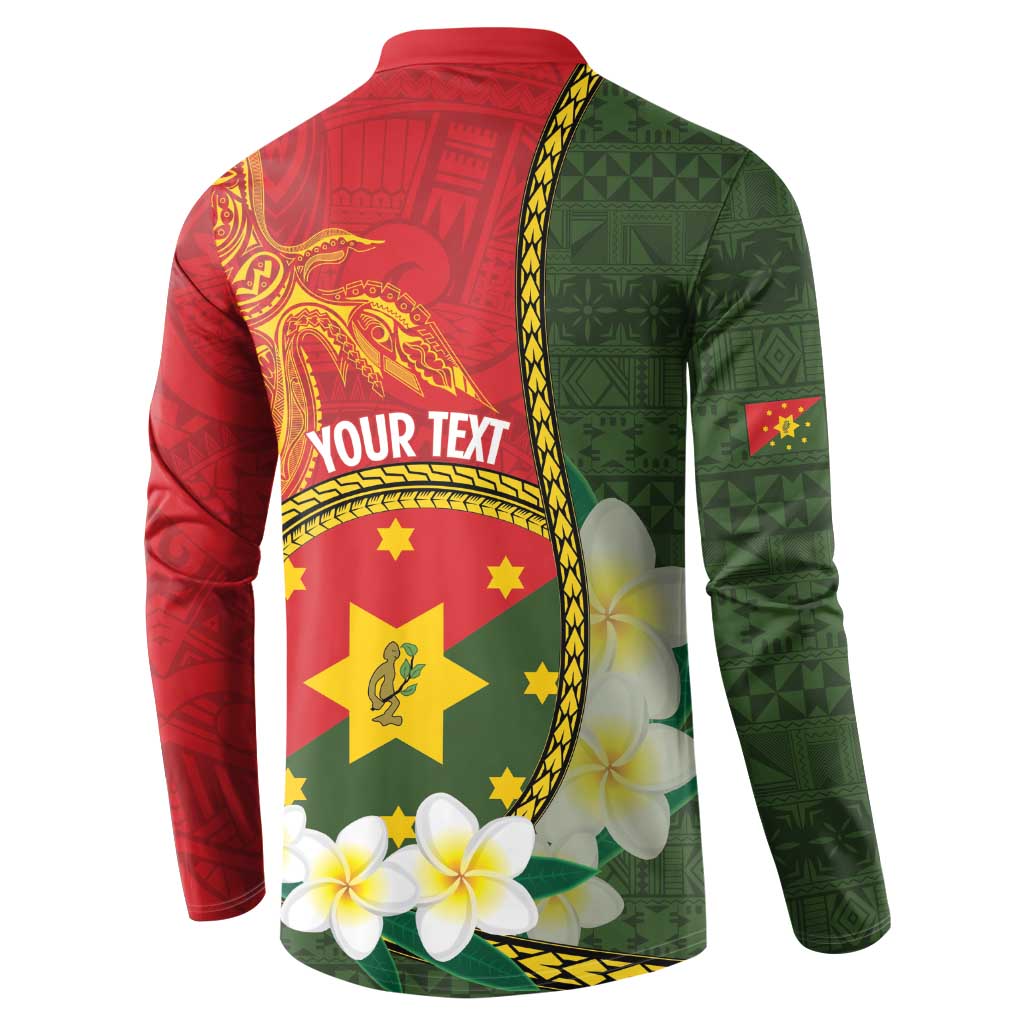 Personalised PNG Isten Hailans Provins Button Sweatshirt Papua New Guinea Plumeria Melanesian Pattern LT14 - Polynesian Pride