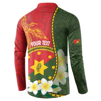 Personalised PNG Isten Hailans Provins Button Sweatshirt Papua New Guinea Plumeria Melanesian Pattern LT14 - Polynesian Pride
