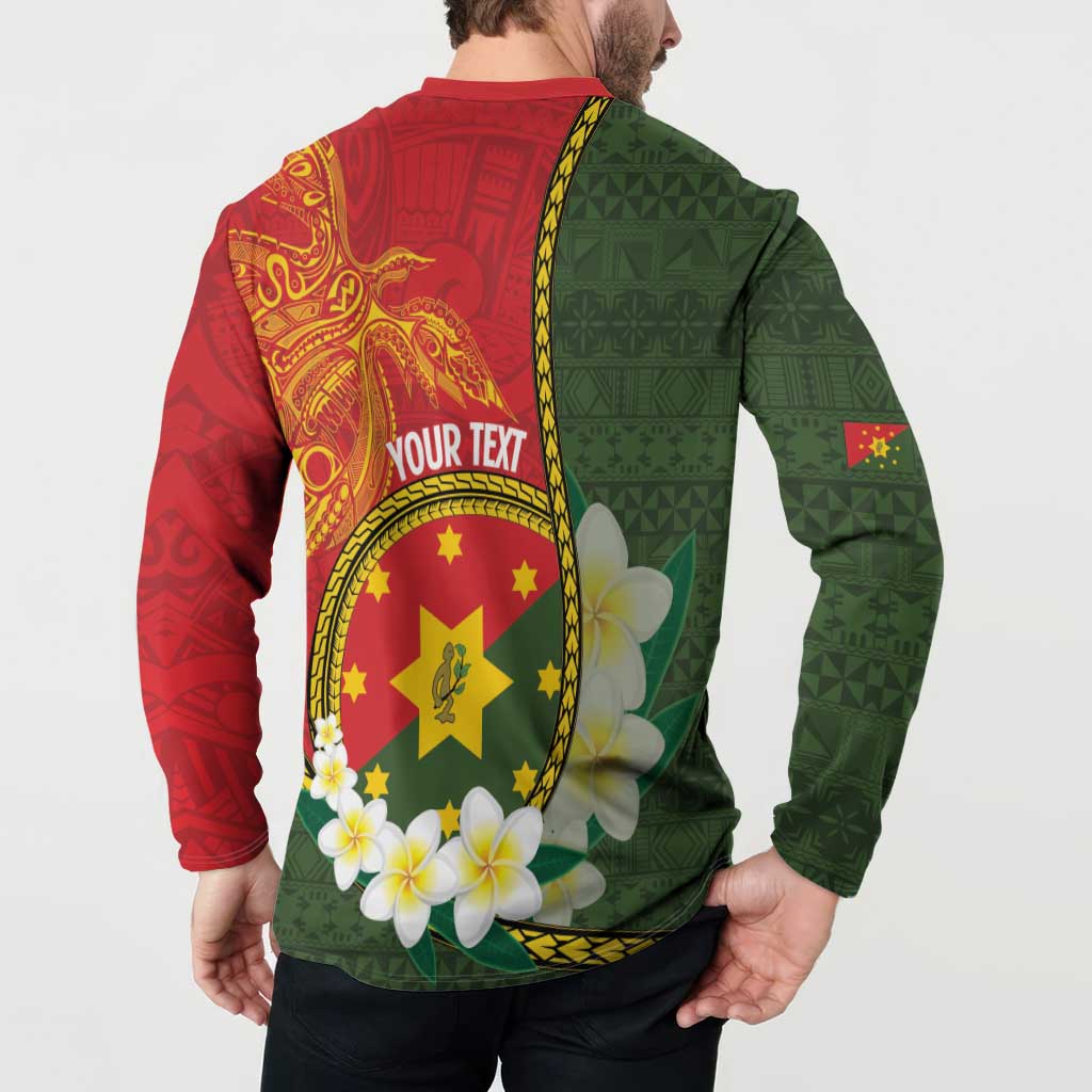Personalised PNG Isten Hailans Provins Button Sweatshirt Papua New Guinea Plumeria Melanesian Pattern LT14 - Polynesian Pride