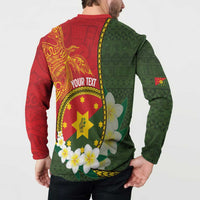 Personalised PNG Isten Hailans Provins Button Sweatshirt Papua New Guinea Plumeria Melanesian Pattern LT14 - Polynesian Pride