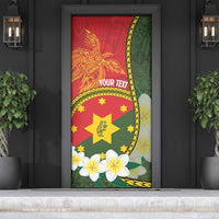 Personalised PNG Isten Hailans Provins Door Cover Papua New Guinea Plumeria Melanesian Pattern - Polynesian Pride