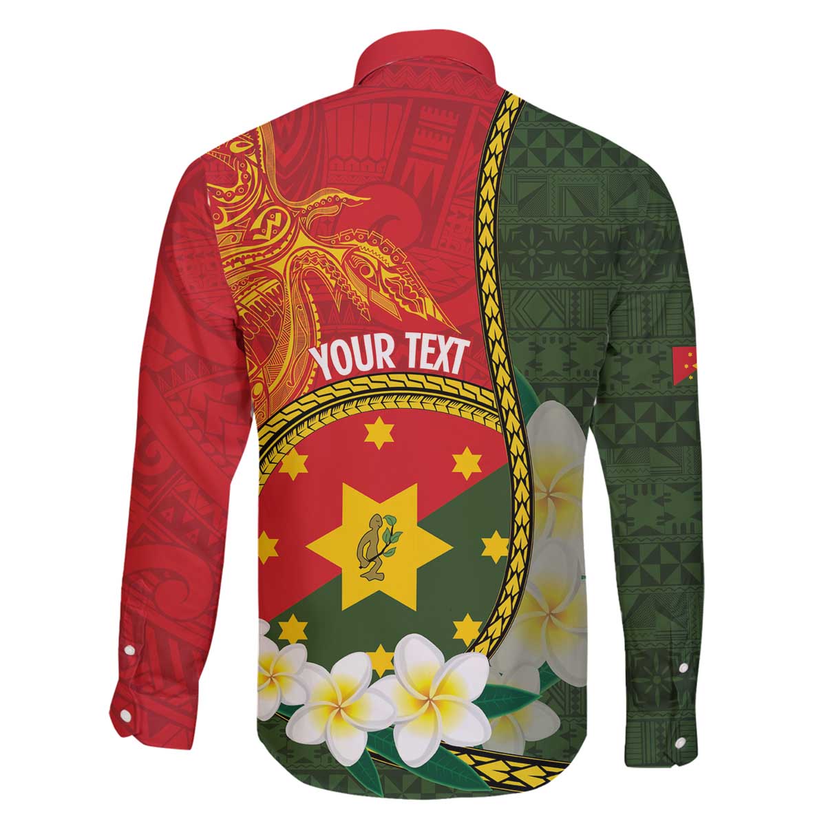 Personalised PNG Isten Hailans Provins Family Matching Off The Shoulder Long Sleeve Dress and Hawaiian Shirt Papua New Guinea Plumeria Melanesian Pattern - Polynesian Pride