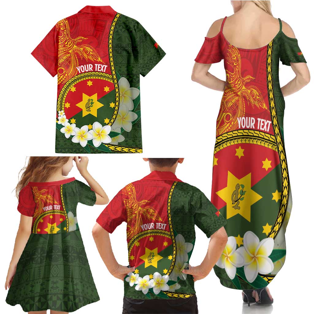 Personalised PNG Isten Hailans Provins Family Matching Summer Maxi Dress and Hawaiian Shirt Papua New Guinea Plumeria Melanesian Pattern - Polynesian Pride