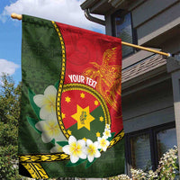 Personalised PNG Isten Hailans Provins Garden Flag Papua New Guinea Plumeria Melanesian Pattern - Polynesian Pride