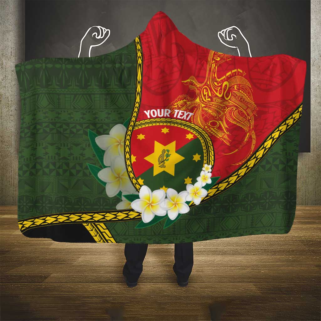 Personalised PNG Isten Hailans Provins Hooded Blanket Papua New Guinea Plumeria Melanesian Pattern - Polynesian Pride