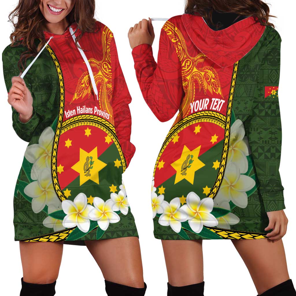 Personalised PNG Isten Hailans Provins Hoodie Dress Papua New Guinea Plumeria Melanesian Pattern - Polynesian Pride