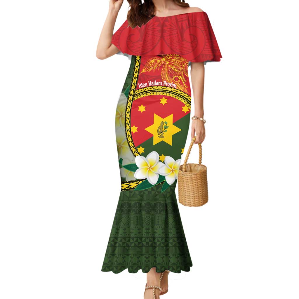 Personalised PNG Isten Hailans Provins Mermaid Dress Papua New Guinea Plumeria Melanesian Pattern - Polynesian Pride