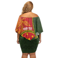 Personalised PNG Isten Hailans Provins Off Shoulder Short Dress Papua New Guinea Plumeria Melanesian Pattern - Polynesian Pride