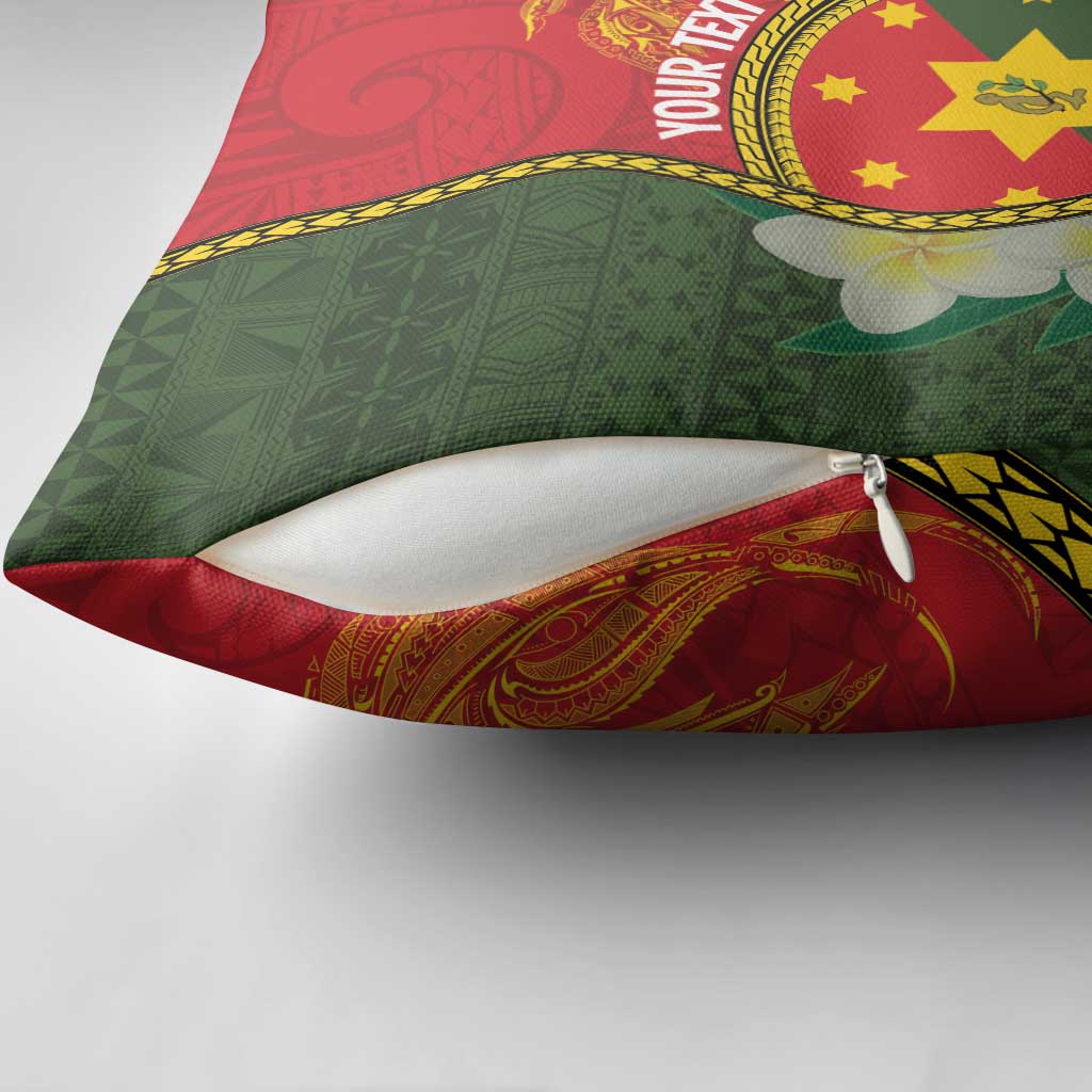 Personalised PNG Isten Hailans Provins Pillow Cover Papua New Guinea Plumeria Melanesian Pattern - Polynesian Pride