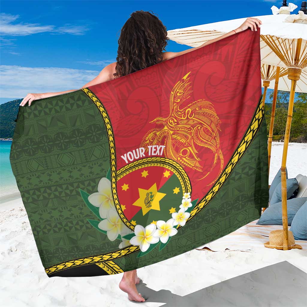 Personalised PNG Isten Hailans Provins Sarong Papua New Guinea Plumeria Melanesian Pattern - Polynesian Pride