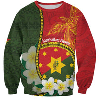 Personalised PNG Isten Hailans Provins Sweatshirt Papua New Guinea Plumeria Melanesian Pattern LT14 Unisex Green - Polynesian Pride