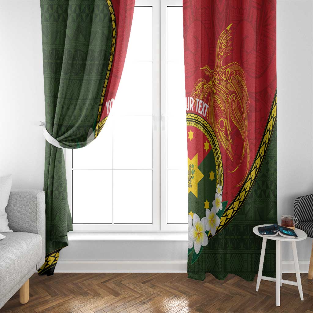 Personalised PNG Isten Hailans Provins Window Curtain Papua New Guinea Plumeria Melanesian Pattern - Polynesian Pride
