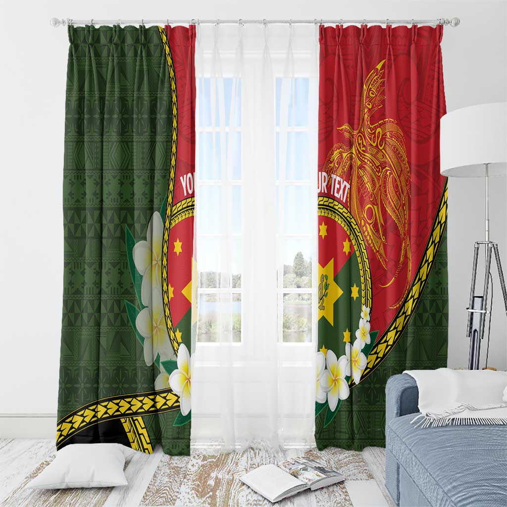 Personalised PNG Isten Hailans Provins Window Curtain Papua New Guinea Plumeria Melanesian Pattern - Polynesian Pride