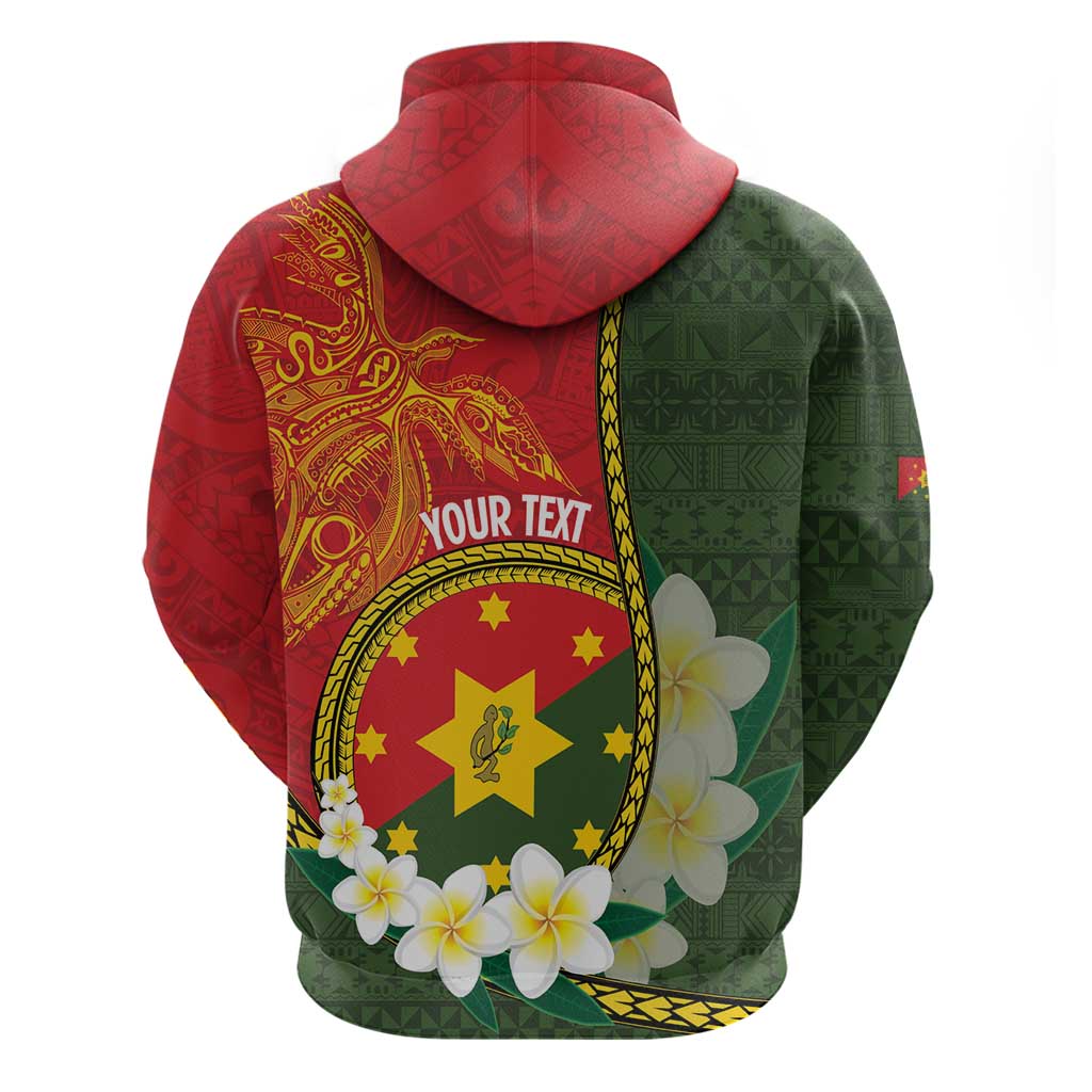 Personalised PNG Isten Hailans Provins Zip Hoodie Papua New Guinea Plumeria Melanesian Pattern - Polynesian Pride