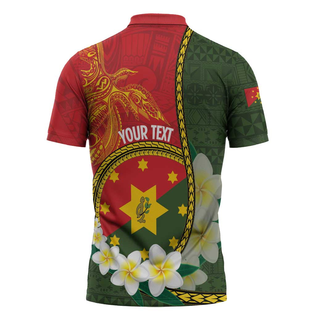 Personalised PNG Isten Hailans Provins Zipper Polo Shirt Papua New Guinea Plumeria Melanesian Pattern - Polynesian Pride