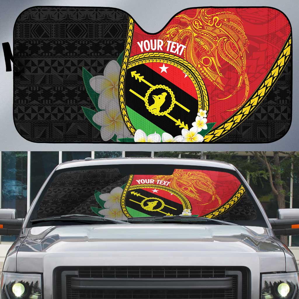 Personalised PNG Sauten Hailans Auto Sun Shade Papua New Guinea Plumeria Melanesian Pattern LT14 Red - Polynesian Pride