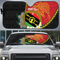Personalised PNG Sauten Hailans Auto Sun Shade Papua New Guinea Plumeria Melanesian Pattern LT14 Red - Polynesian Pride