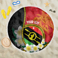 Personalised PNG Sauten Hailans Beach Blanket Papua New Guinea Plumeria Melanesian Pattern LT14 One Size 150cm Red - Polynesian Pride