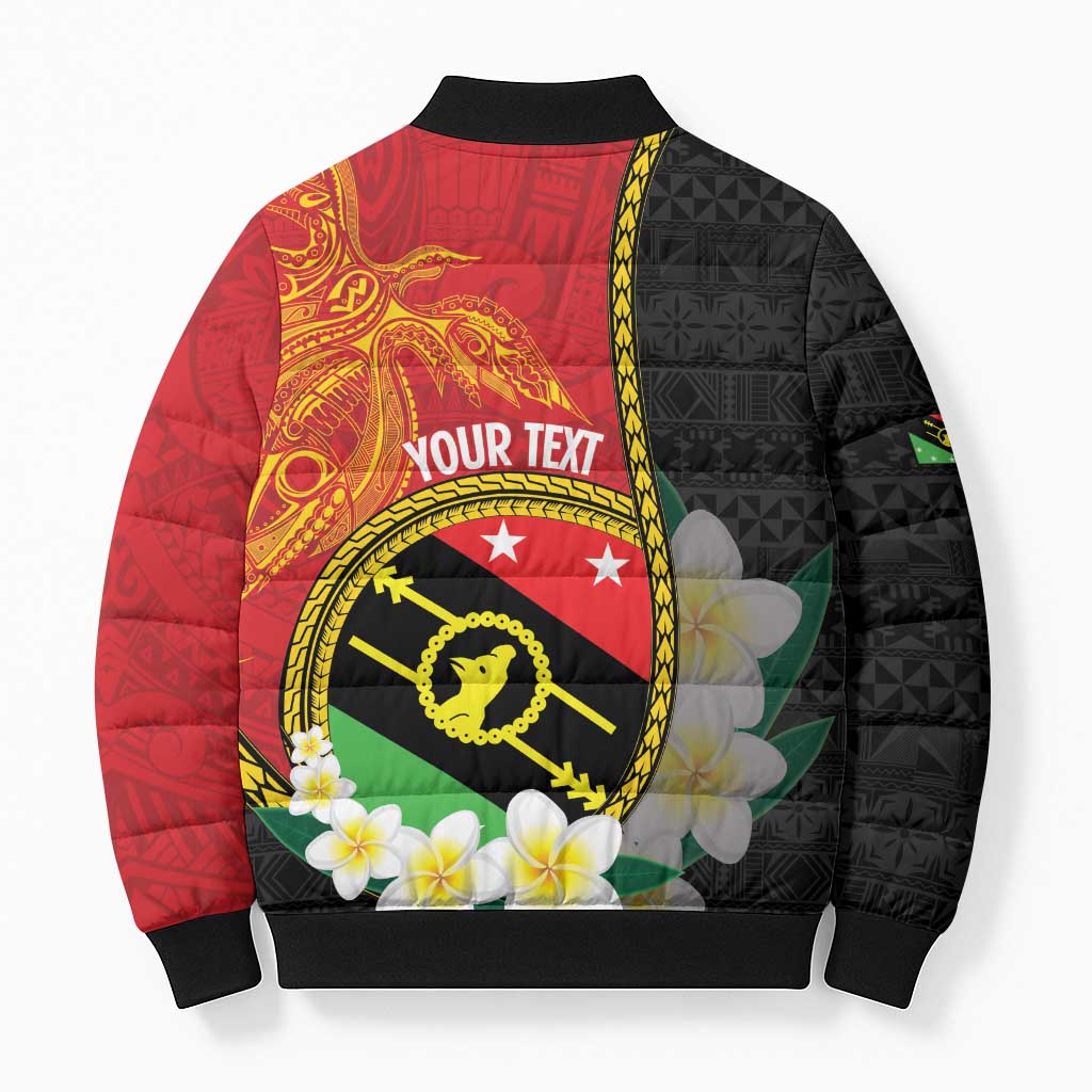 Personalised PNG Sauten Hailans Bomber Puffer Jacket Papua New Guinea Plumeria Melanesian Pattern LT14 - Polynesian Pride
