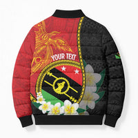 Personalised PNG Sauten Hailans Bomber Puffer Jacket Papua New Guinea Plumeria Melanesian Pattern LT14 - Polynesian Pride