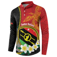Personalised PNG Sauten Hailans Button Sweatshirt Papua New Guinea Plumeria Melanesian Pattern LT14 - Polynesian Pride