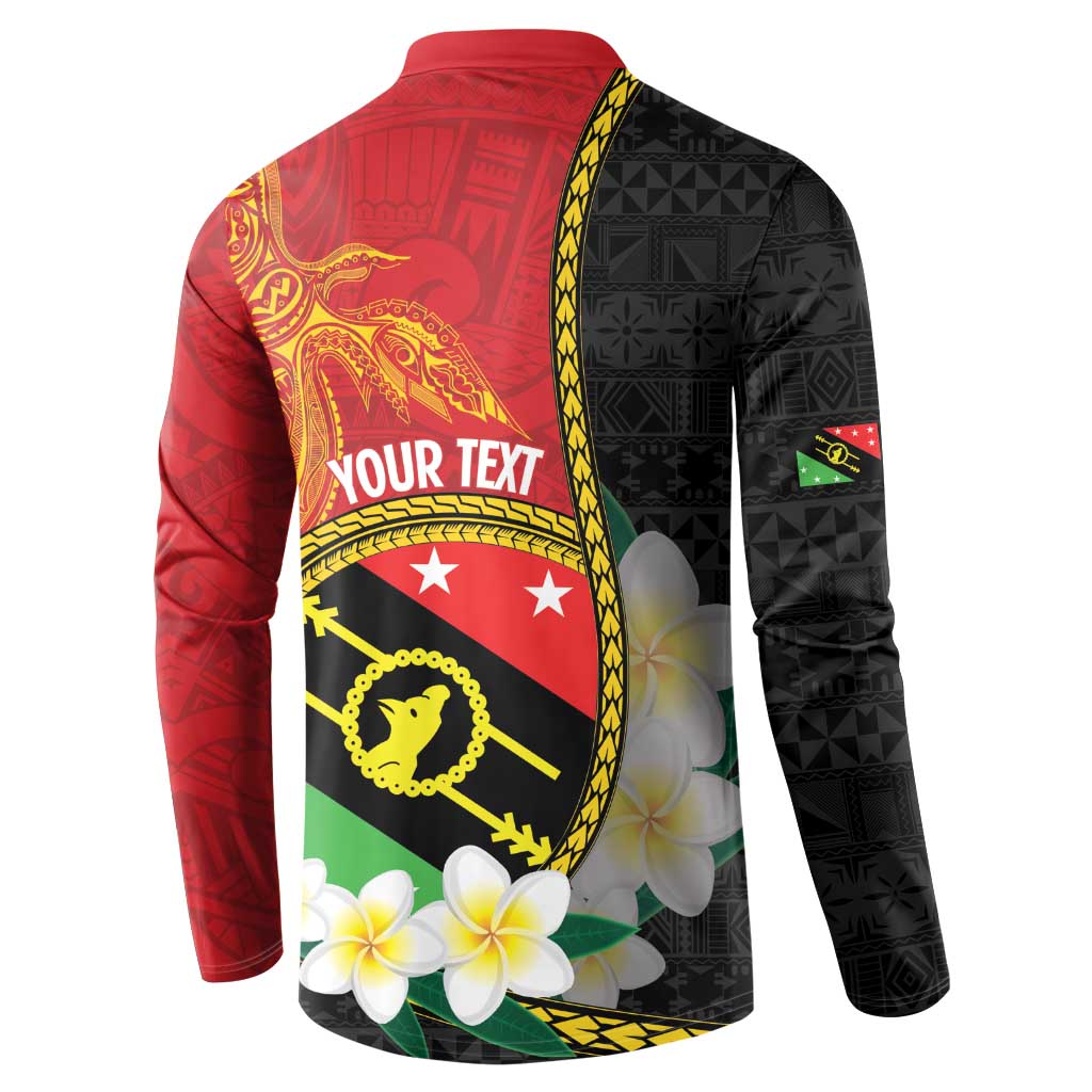 Personalised PNG Sauten Hailans Button Sweatshirt Papua New Guinea Plumeria Melanesian Pattern LT14 - Polynesian Pride