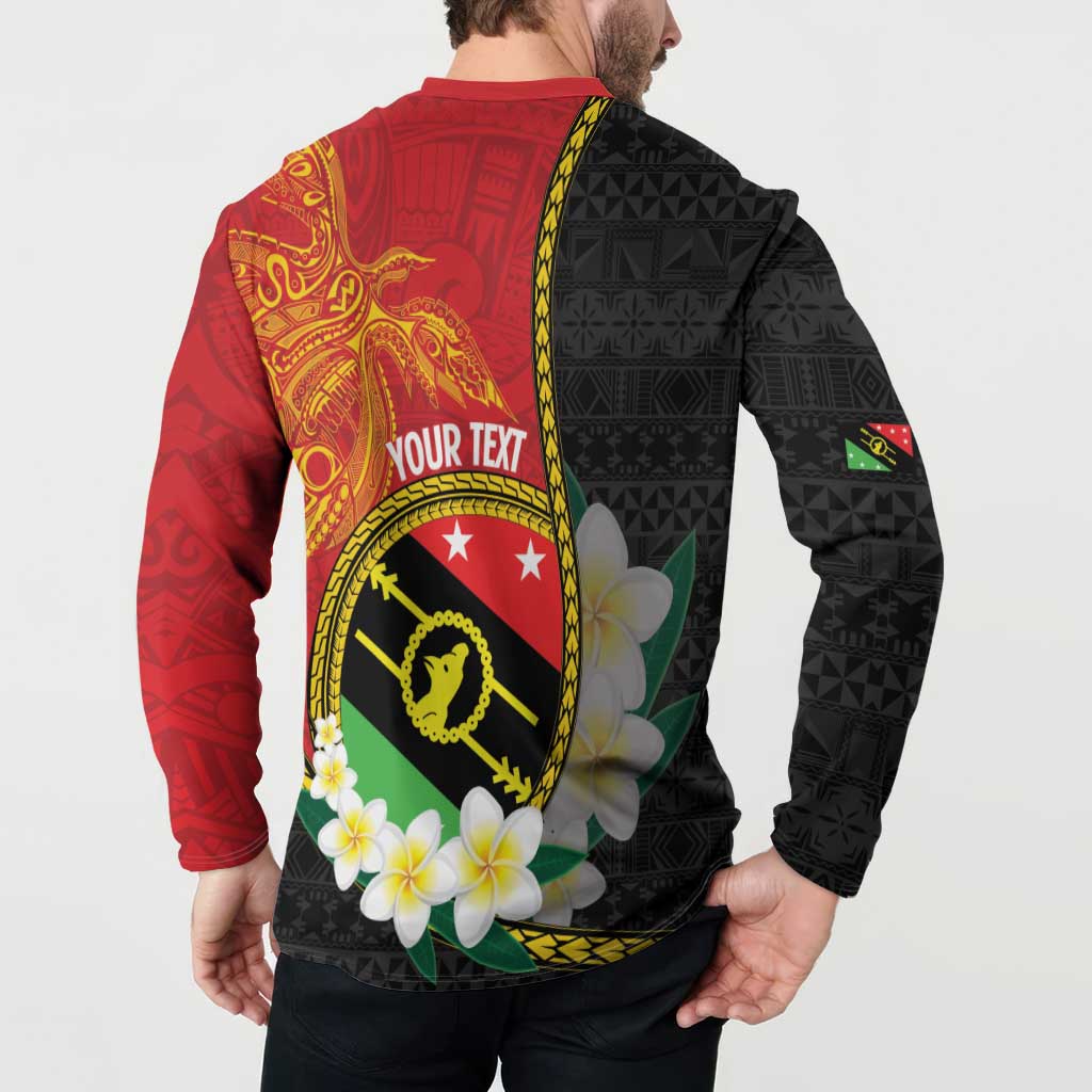Personalised PNG Sauten Hailans Button Sweatshirt Papua New Guinea Plumeria Melanesian Pattern LT14 - Polynesian Pride