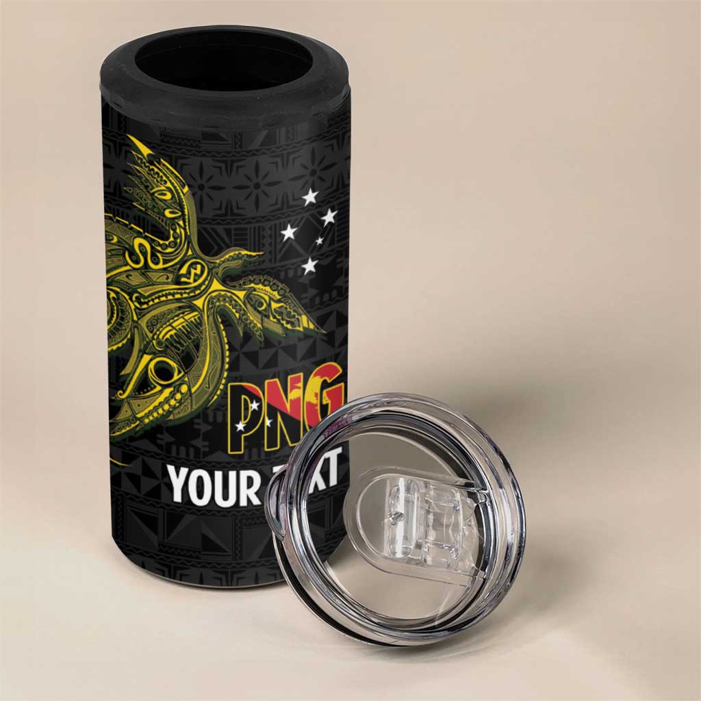 Personalised PNG Sauten Hailans 4 in 1 Can Cooler Tumbler Papua New Guinea Plumeria Melanesian Pattern - Polynesian Pride