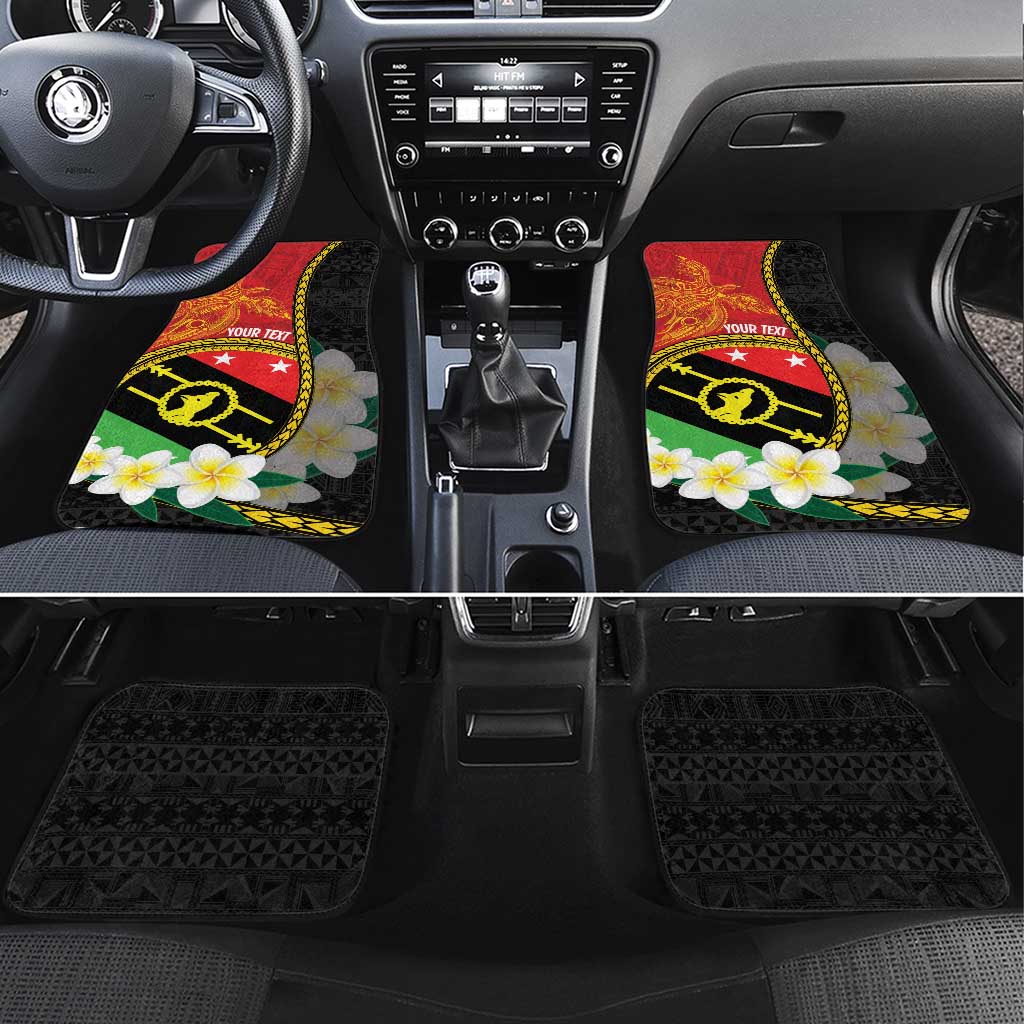Personalised PNG Sauten Hailans Car Mats Papua New Guinea Plumeria Melanesian Pattern LT14 Set 4pcs Red - Polynesian Pride