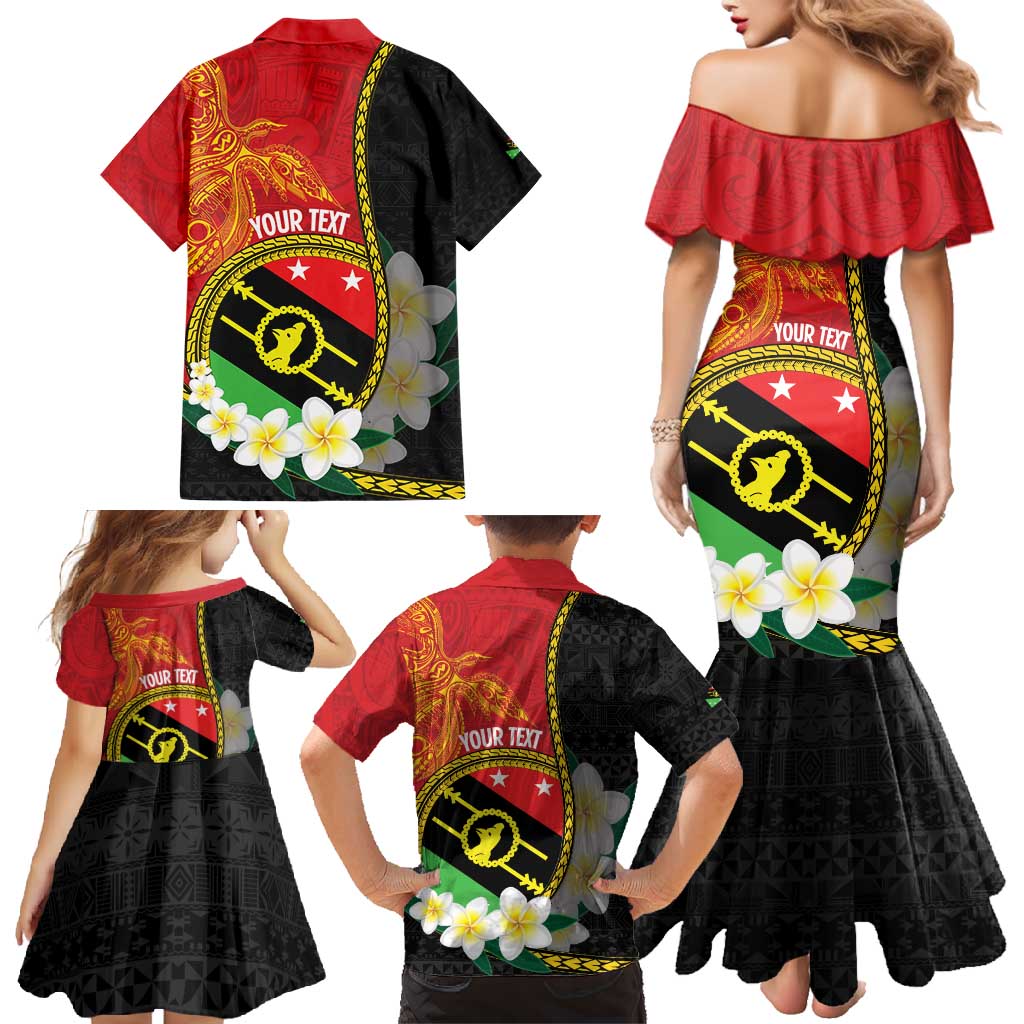 Personalised PNG Sauten Hailans Family Matching Mermaid Dress and Hawaiian Shirt Papua New Guinea Plumeria Melanesian Pattern - Polynesian Pride