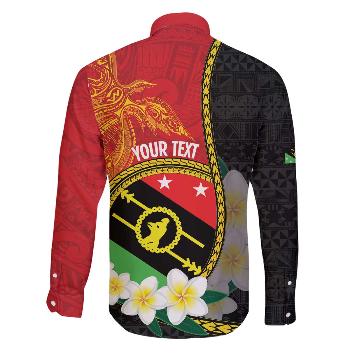 Personalised PNG Sauten Hailans Family Matching Off The Shoulder Long Sleeve Dress and Hawaiian Shirt Papua New Guinea Plumeria Melanesian Pattern - Polynesian Pride