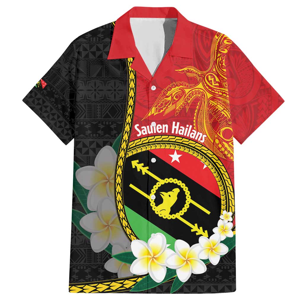 Personalised PNG Sauten Hailans Family Matching Short Sleeve Bodycon Dress and Hawaiian Shirt Papua New Guinea Plumeria Melanesian Pattern - Polynesian Pride