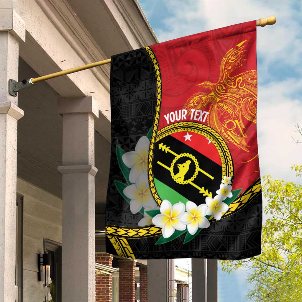 Personalised PNG Sauten Hailans Garden Flag Papua New Guinea Plumeria Melanesian Pattern - Polynesian Pride