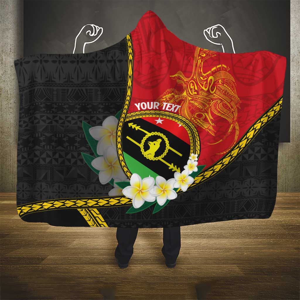 Personalised PNG Sauten Hailans Hooded Blanket Papua New Guinea Plumeria Melanesian Pattern - Polynesian Pride