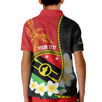 Personalised PNG Sauten Hailans Kid Polo Shirt Papua New Guinea Plumeria Melanesian Pattern - Polynesian Pride