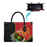 Personalised PNG Sauten Hailans Leather Bag Papua New Guinea Plumeria Melanesian Pattern - Polynesian Pride