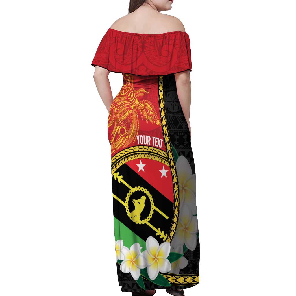 Personalised PNG Sauten Hailans Off Shoulder Maxi Dress Papua New Guinea Plumeria Melanesian Pattern - Polynesian Pride