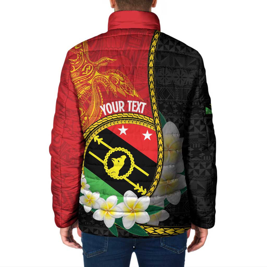 Personalised PNG Sauten Hailans Padded Jacket Papua New Guinea Plumeria Melanesian Pattern LT14 - Polynesian Pride