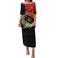 Personalised PNG Sauten Hailans Puletasi Papua New Guinea Plumeria Melanesian Pattern - Polynesian Pride