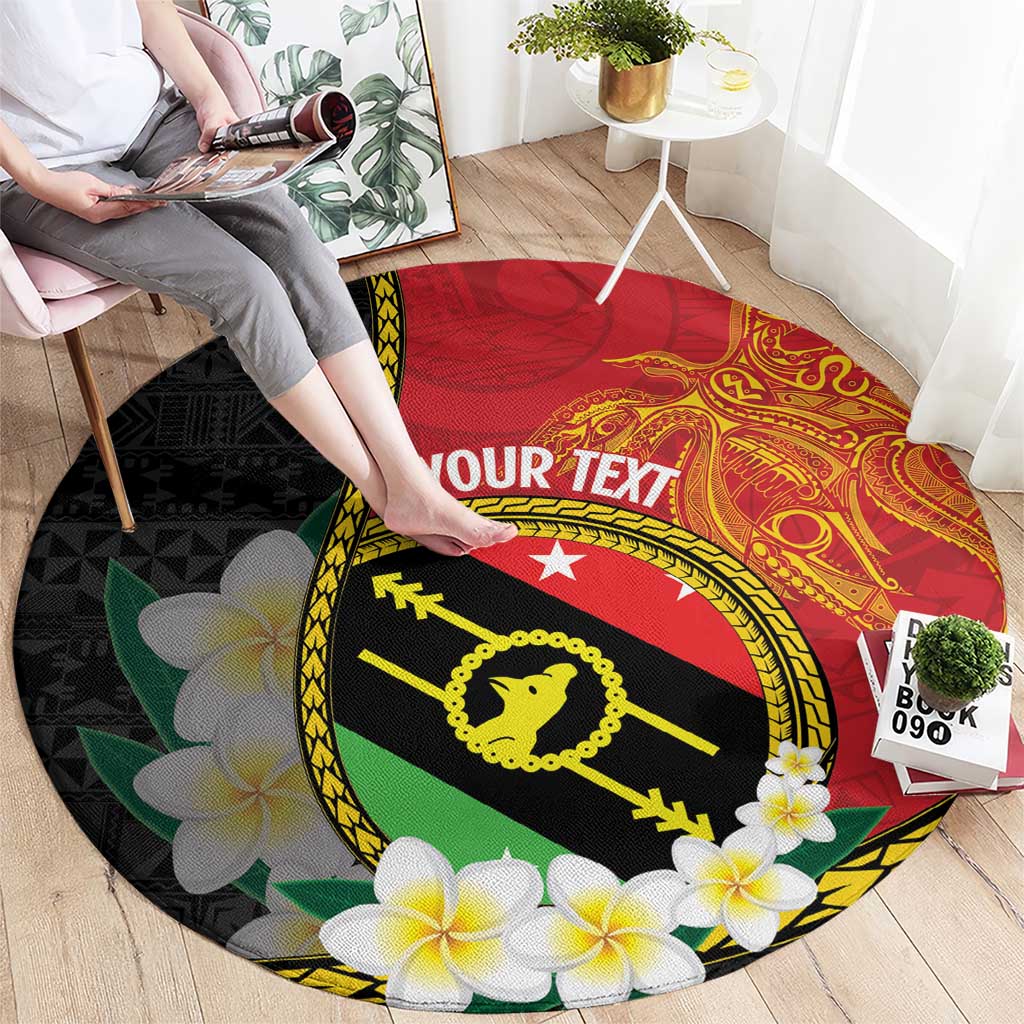Personalised PNG Sauten Hailans Round Carpet Papua New Guinea Plumeria Melanesian Pattern - Polynesian Pride