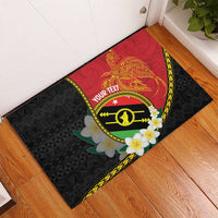 Personalised PNG Sauten Hailans Rubber Doormat Papua New Guinea Plumeria Melanesian Pattern LT14 - Polynesian Pride