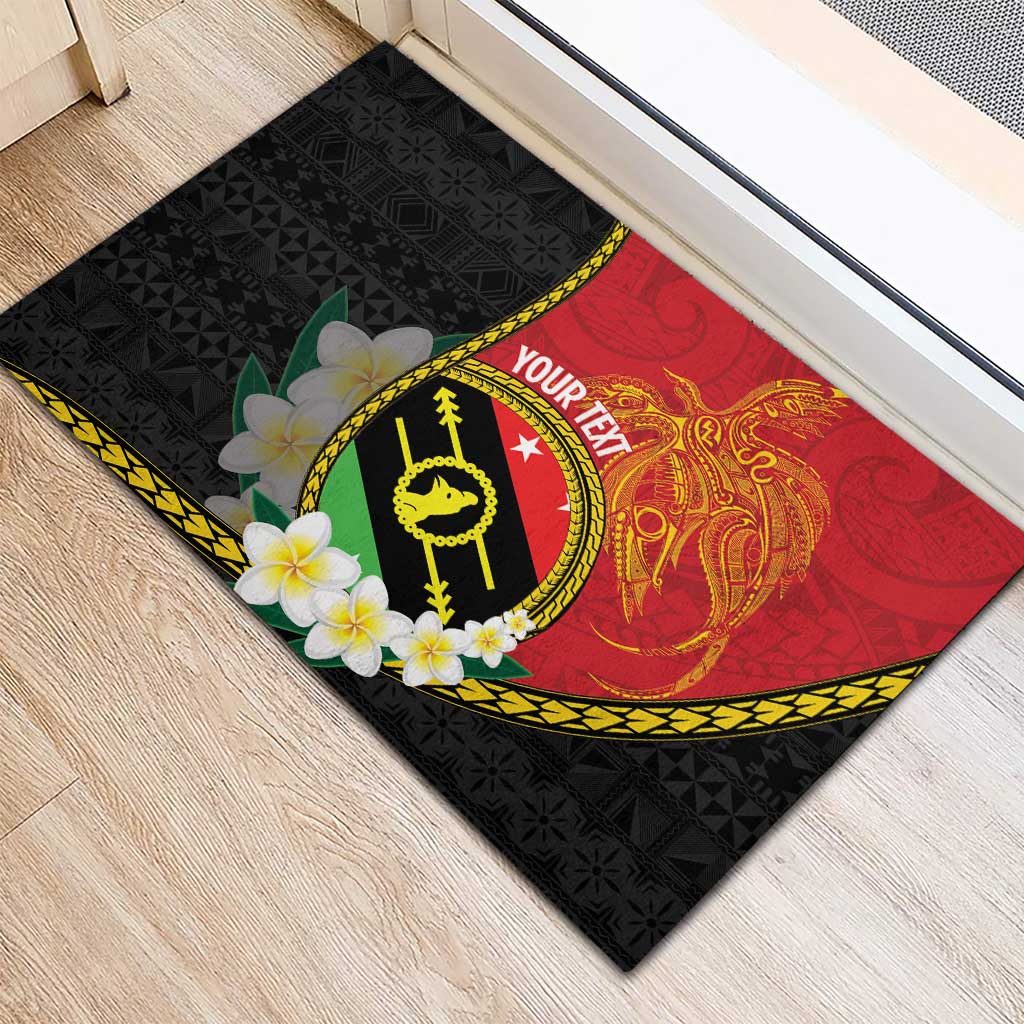 Personalised PNG Sauten Hailans Rubber Doormat Papua New Guinea Plumeria Melanesian Pattern LT14 - Polynesian Pride