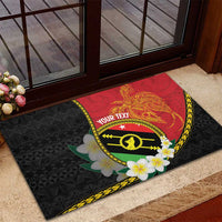 Personalised PNG Sauten Hailans Rubber Doormat Papua New Guinea Plumeria Melanesian Pattern LT14 - Polynesian Pride