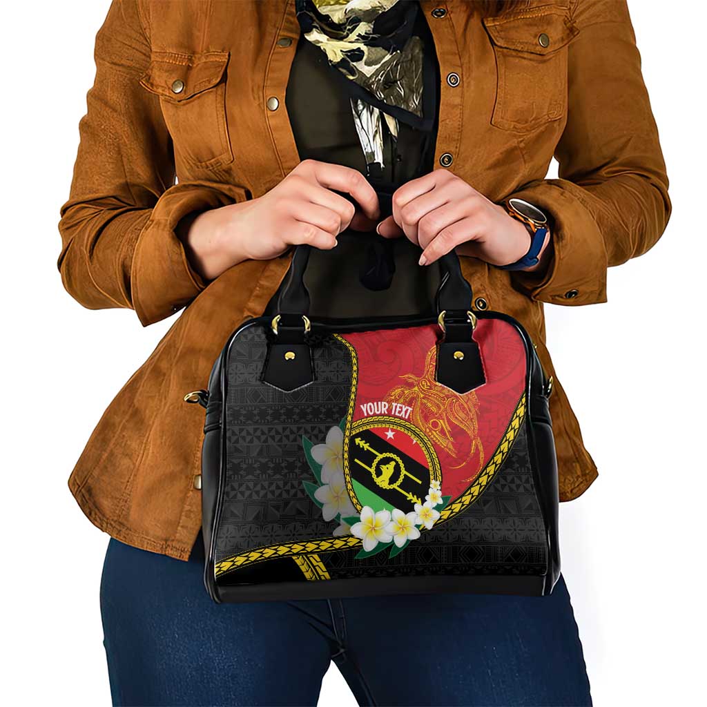 Personalised PNG Sauten Hailans Shoulder Handbag Papua New Guinea Plumeria Melanesian Pattern - Polynesian Pride