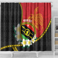 Personalised PNG Sauten Hailans Shower Curtain Papua New Guinea Plumeria Melanesian Pattern - Polynesian Pride